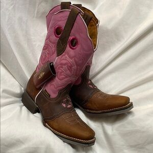 NWT GORGEOUS El General Pink & Brown Leather Sonora Cafe Square Toe Cowboy Boots